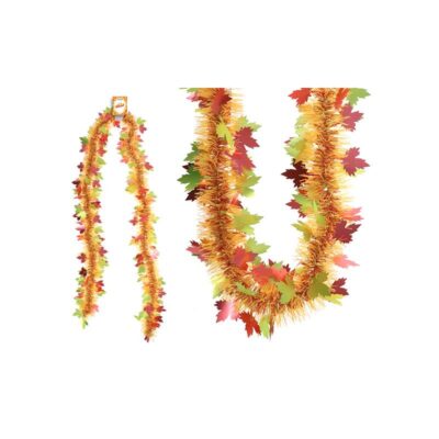 6.5' Fall Harvest Tinsel Garland w Leaves