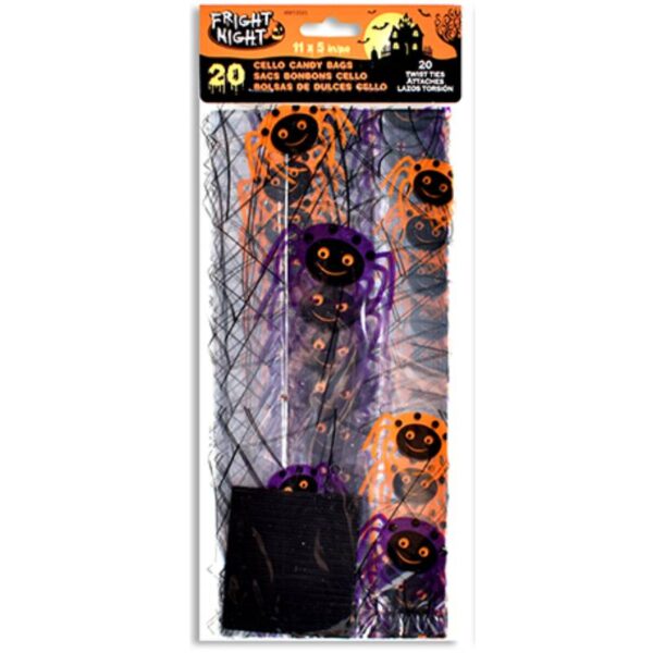 5" x 11" Printed Halloween Cello Bags- spiders