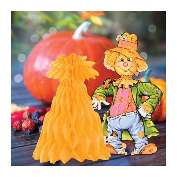 Scarecrow w Tissue Corn Shock Centerpiece