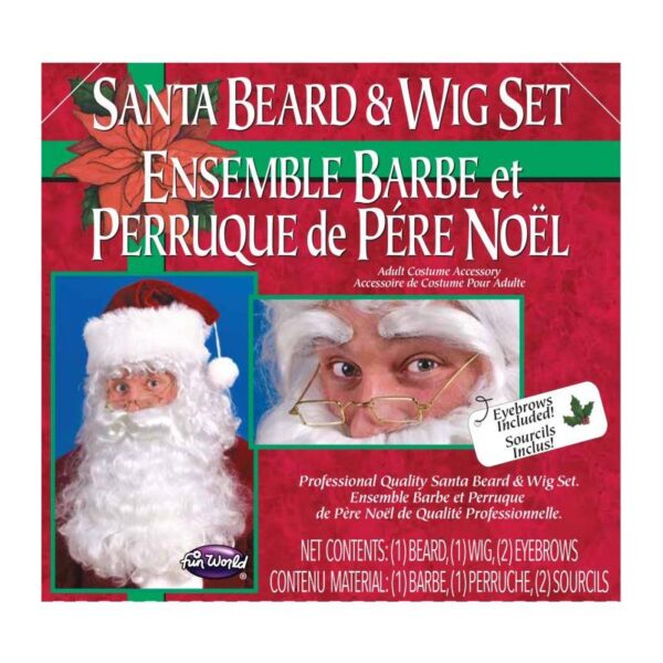 Santa Wig and Beard Set w Eyebrows Set