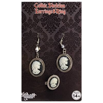 Gothic Skeleton Earrings and Ring Set