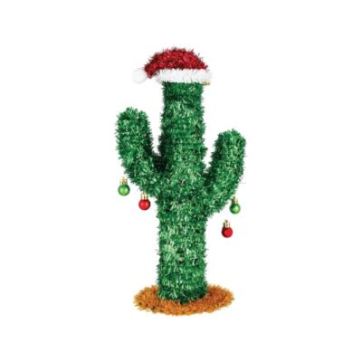 Christmas Tinsel Cactus w Ornaments