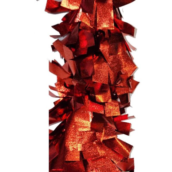 red 6' Wide Cut Tinsel Garland