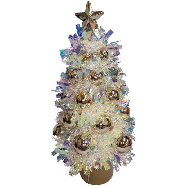 gold Iridescent Tinsel Ornament Tree