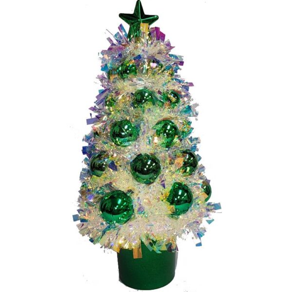 green Iridescent Tinsel Ornament Tree