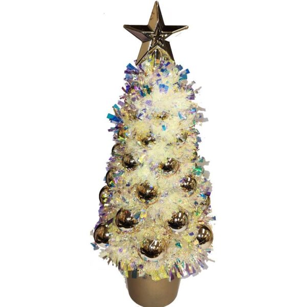 pastel gold Iridescent Tinsel Ornament Tree