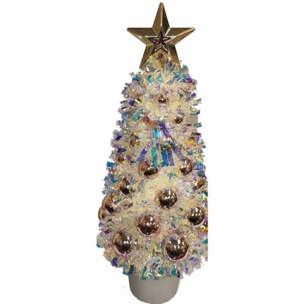 pastel pink silver base Iridescent Tinsel Ornament Tree