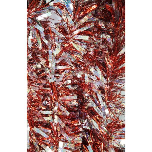 red 5" by 9' Holographic Festooning Tinsel Garland