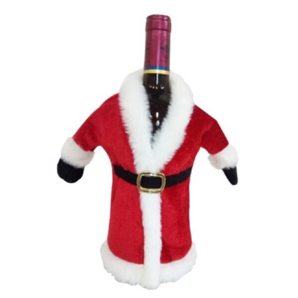 Velvet Plush Holiday Bottle Cover- santa coat