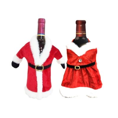 Velvet Plush Holiday Bottle Cover- coat and dress