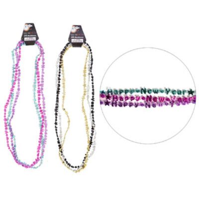 Happy New Year Metallic Beaded Necklaces