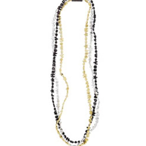 gold silver black Happy New Year Metallic Beaded Necklaces