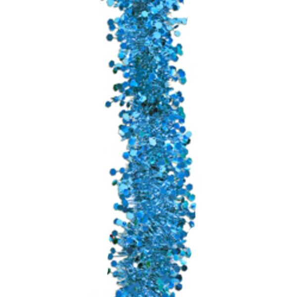 BLUE 9' Hexagon Cut Tinsel Garland