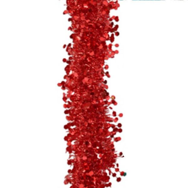 RED 9' Hexagon Cut Tinsel Garland