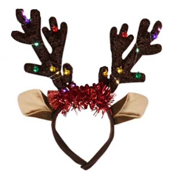 brown Light Up Reindeer Antlers with Bells