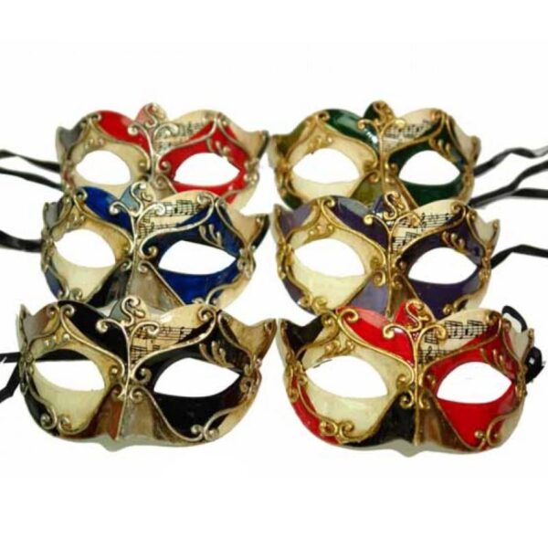 Costume Venetian Half Mask w Musical Notes