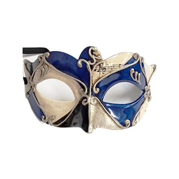 blue Costume Venetian Half Mask w Musical Notes