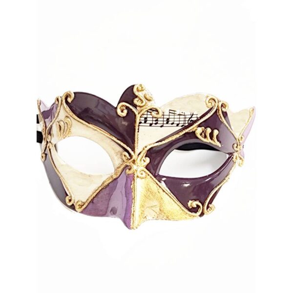 purple Costume Venetian Half Mask w Musical Notes