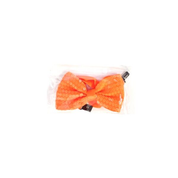 orange Neon Fabric Sequin Bowtie