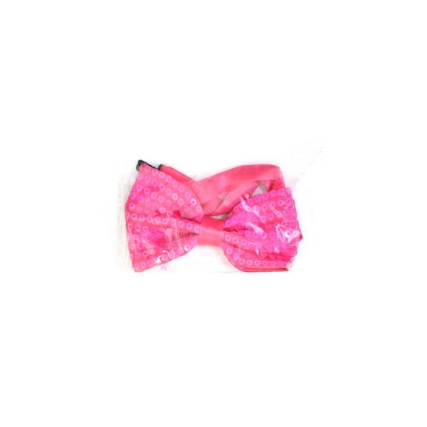 pink Neon Fabric Sequin Bowtie