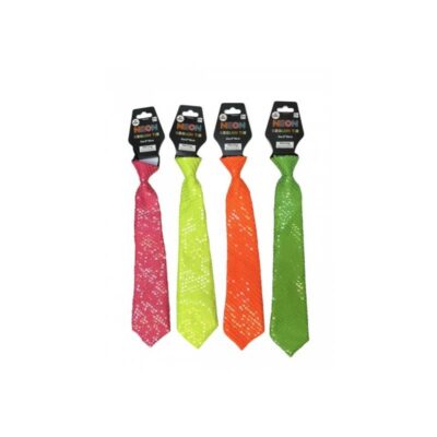 Neon Fabric Sequin Long Tie