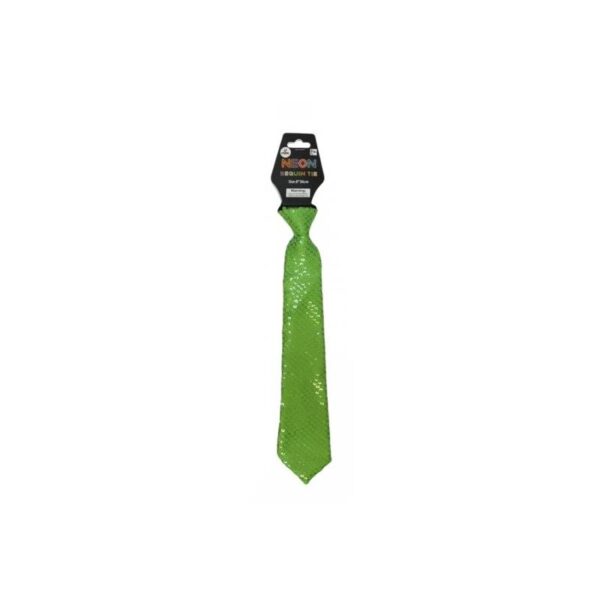 green Neon Fabric Sequin Long Tie