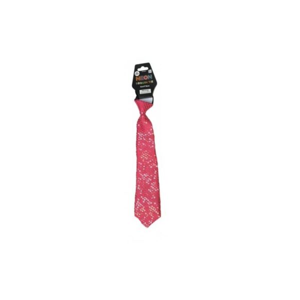 pink Neon Fabric Sequin Long Tie