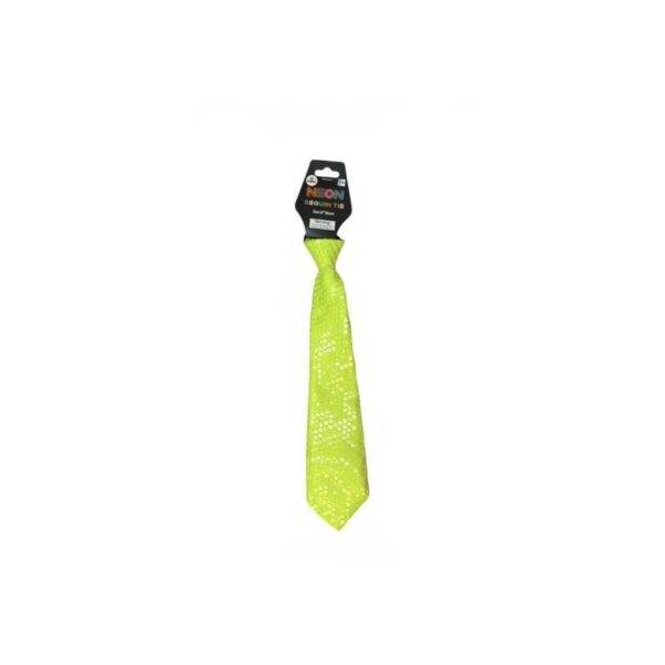 yellow Neon Fabric Sequin Long Tie